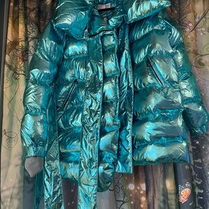 Glossy Teal Puffer Jacket